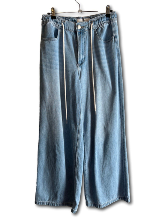Flying Angel Denim - Flying Angel Women's Blue Light Wash Wide Leg High Rise Jeans Size 9/29